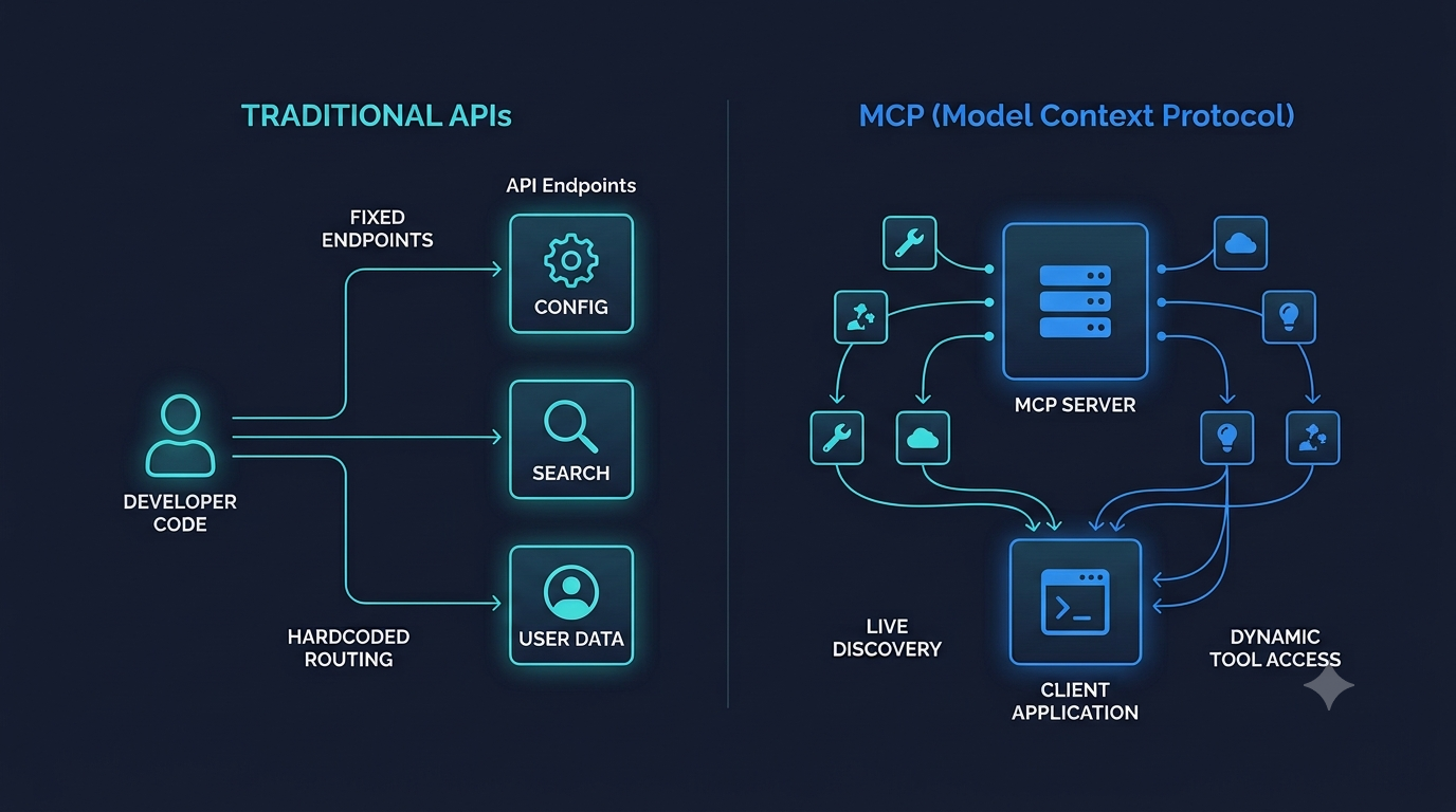 MCP versus traditional API diagram